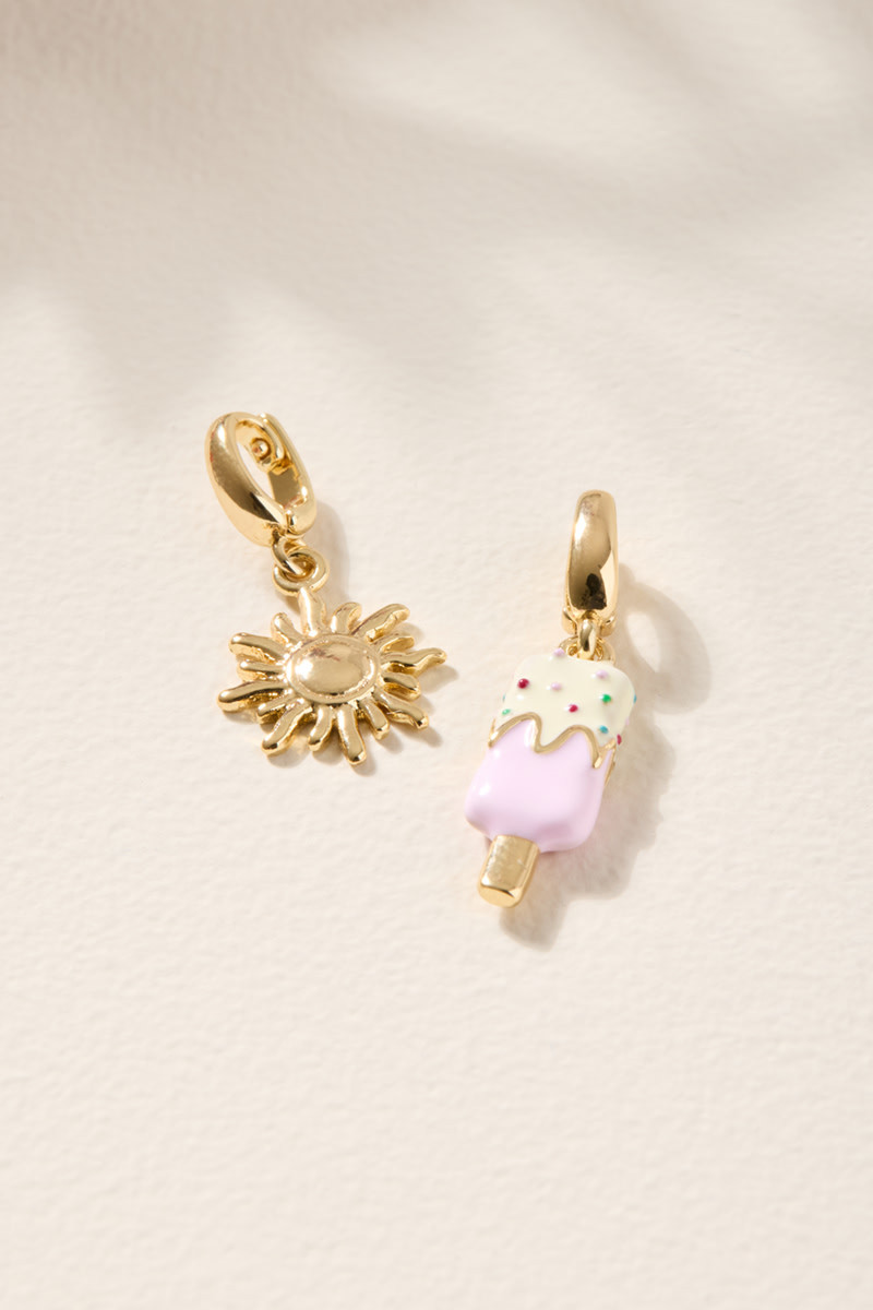 Ice Cream and Sun Charm Set Gold