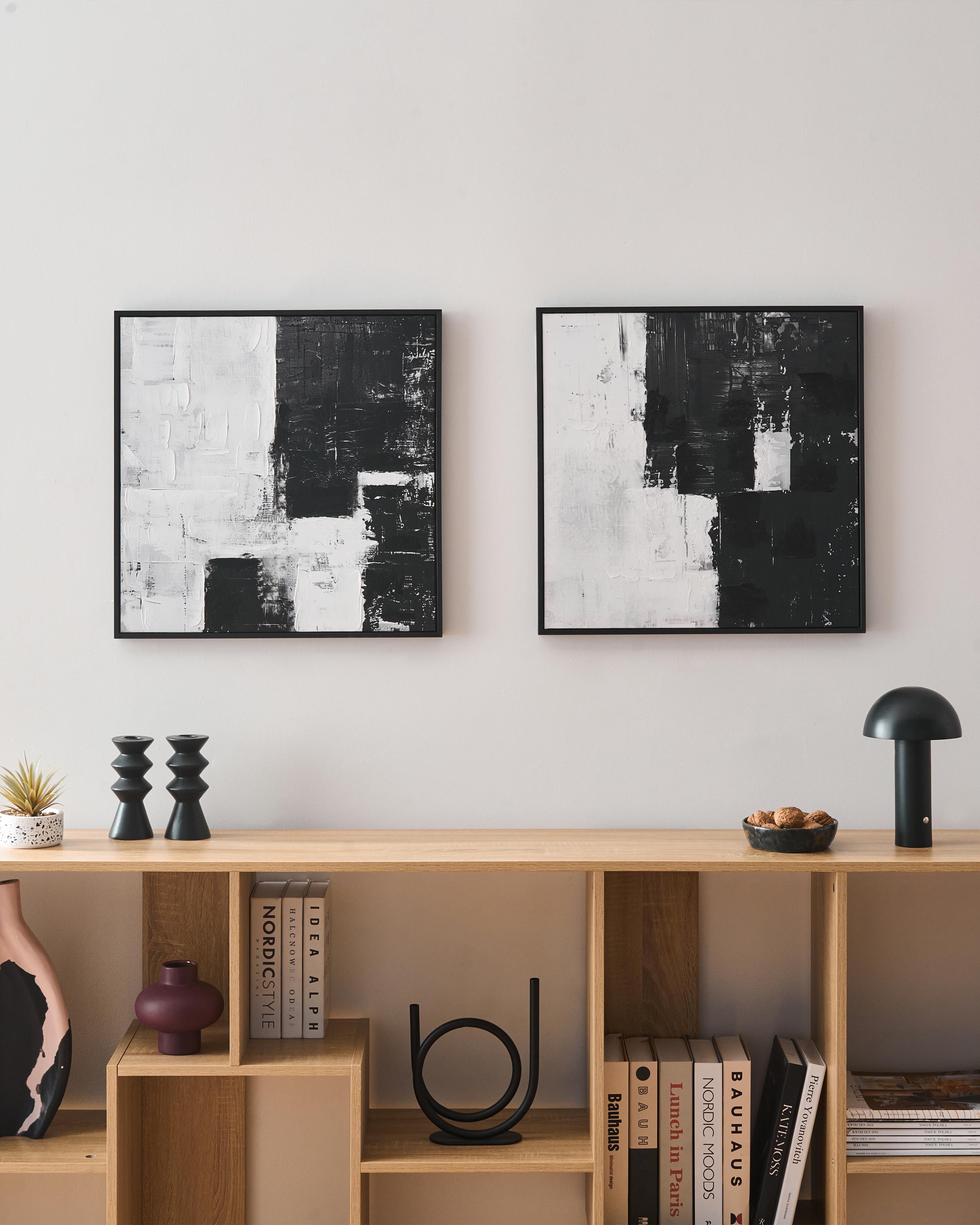 Set of 2 Canvases CASHEL Abstract Motif Black