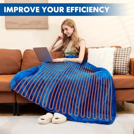 NNETM Heated Electric Throw Blanket - Double-Sided Flannel