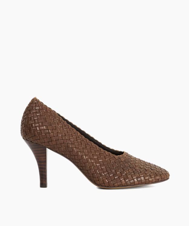 Admired Brown - Woven Leather Round Toe Court Shoes