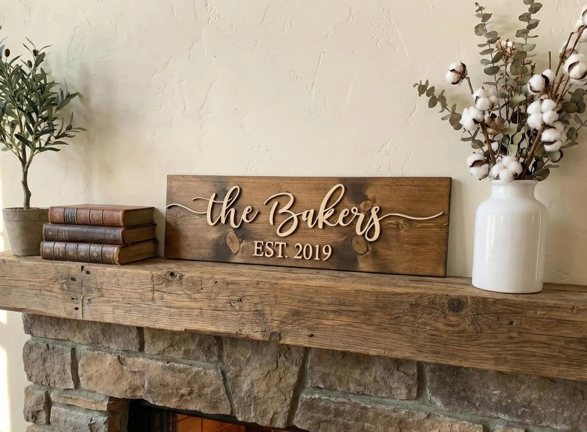 Personalized Family Name Wood Sign, Custom Established Year Wedding Gift for Couple, Last