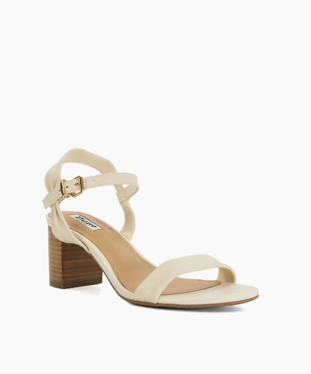 Jaliz Ecru - Open Toe Block Heel Shoes