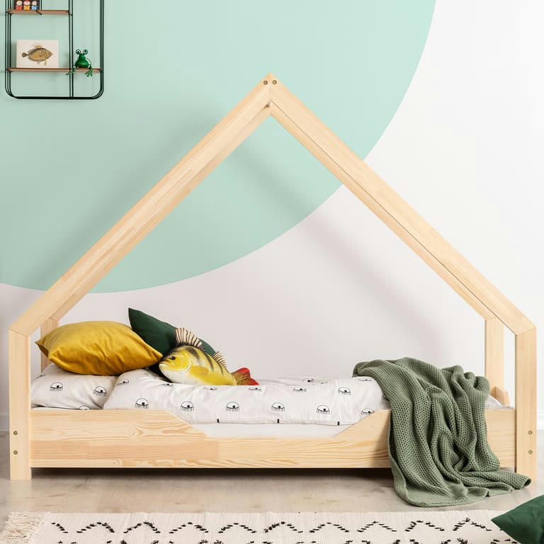 JULIE - Lit cabane 70x140 sommier inclus naturel