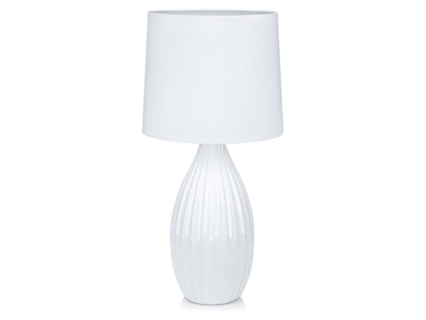 Lampa stolowa Stephani tkaninowa biała