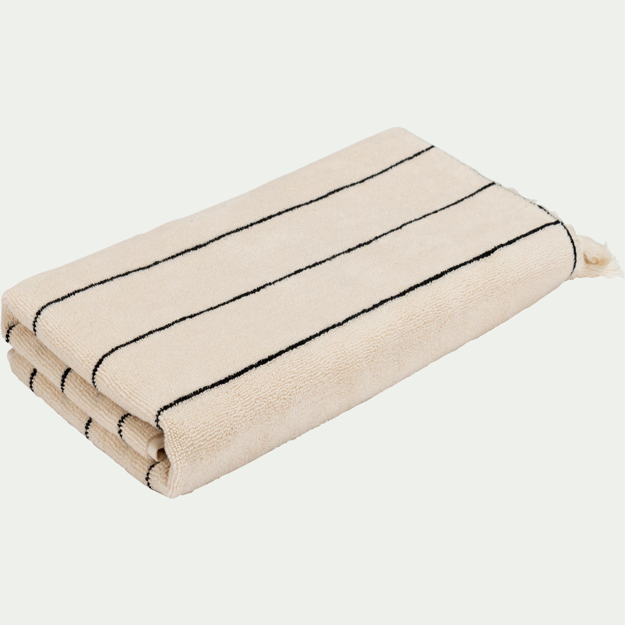 PISELLI - Drap de douche rayé en coton 70x140cm - beige