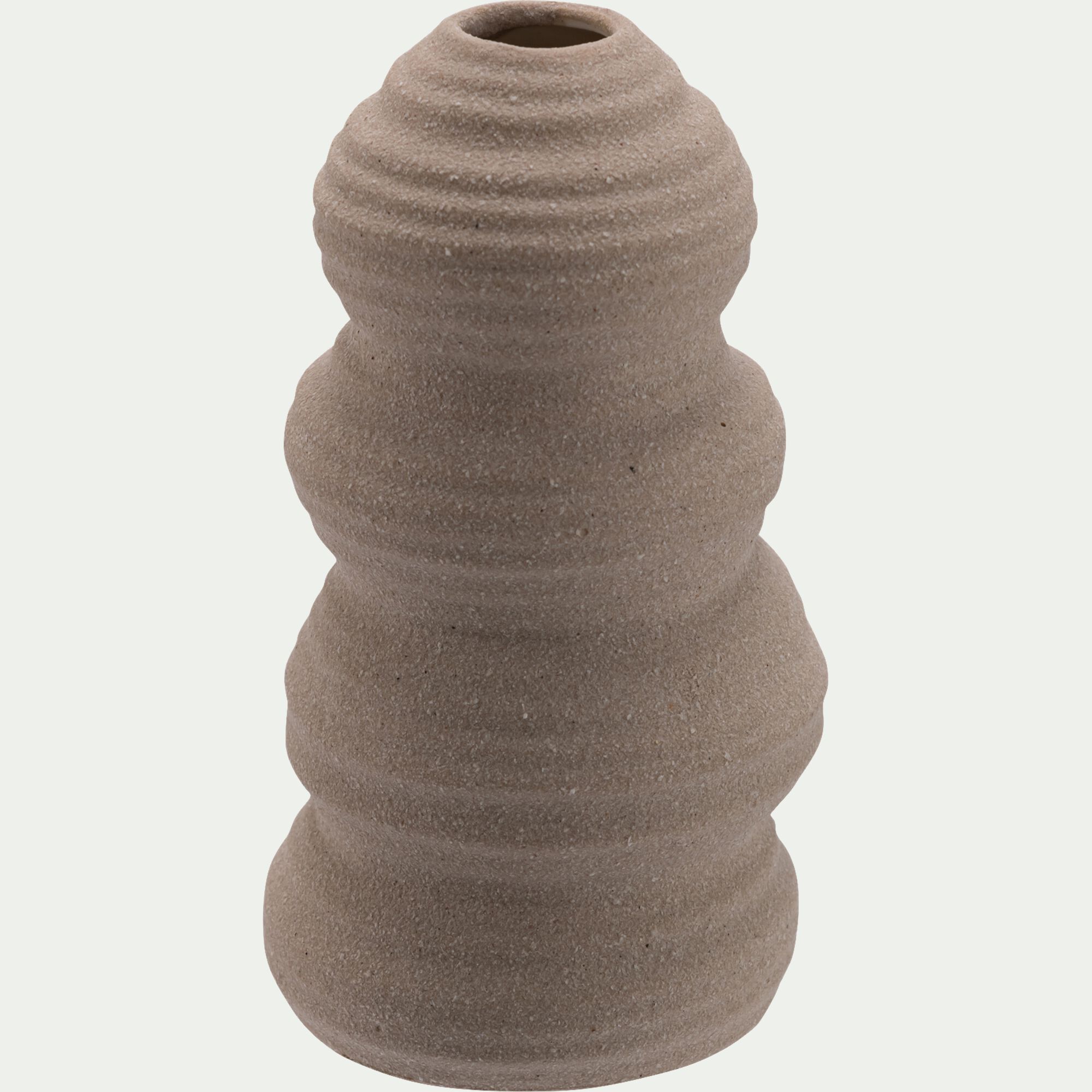 CARALINE - Vase contemporain en grès H16cm - beige