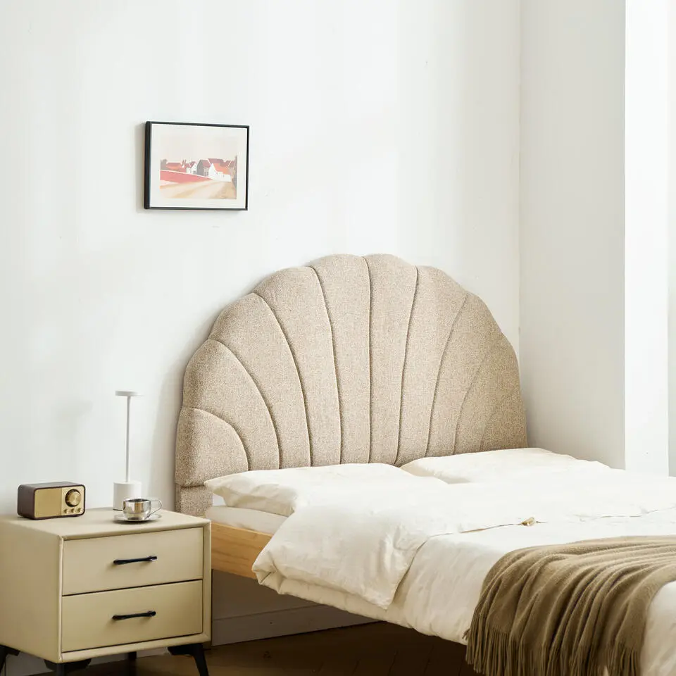 Hoofdbord 140 cm van beige stof