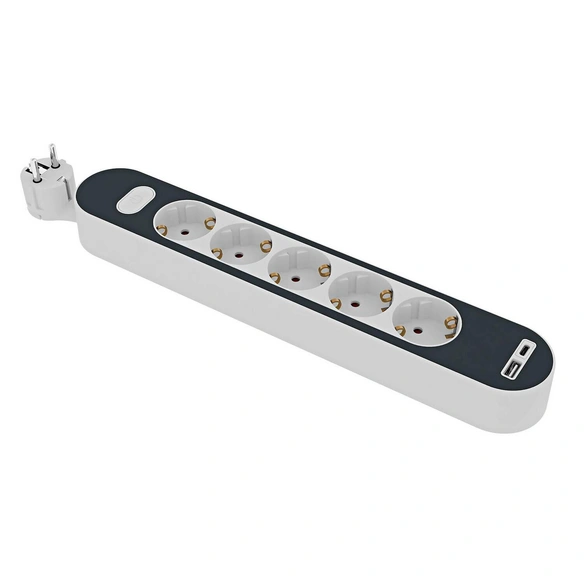 Steckdosenleiste, Kabellänge: 3 m, Steckdosen: 5, USB-Anschlüsse: 2