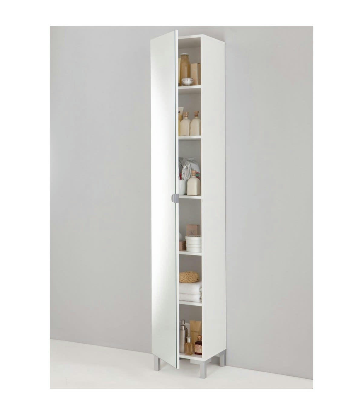 TARRAGONA - Colonne de Rangement avec Porte Miroir et 5 Étagères