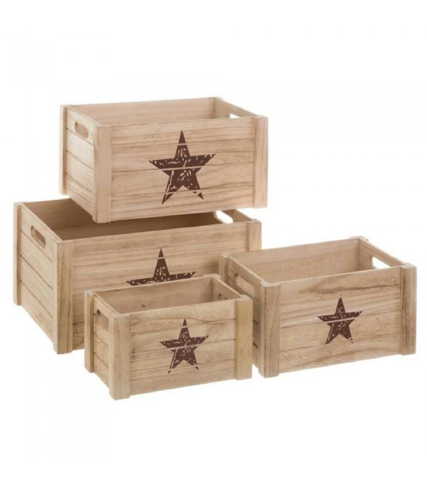 ÉTOILES - Set de 4 caisses de rangement en bois