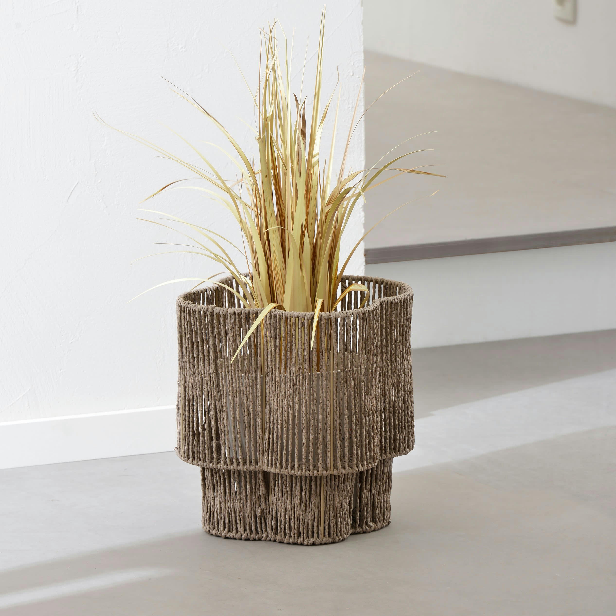FILOUS - Cache-pot d'intérieur en fibres naturelles beige