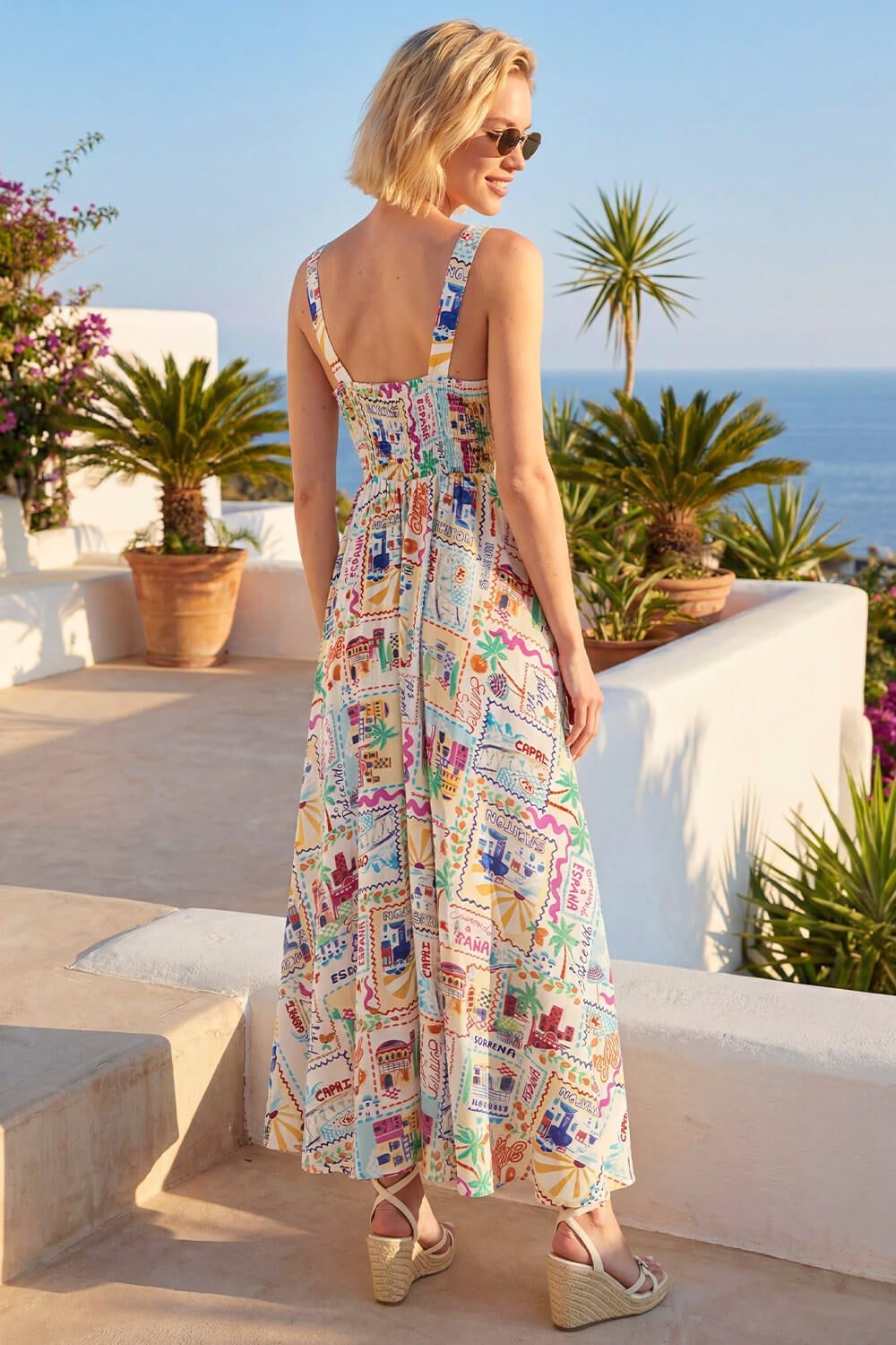 Roman Postcard Strappy Dress