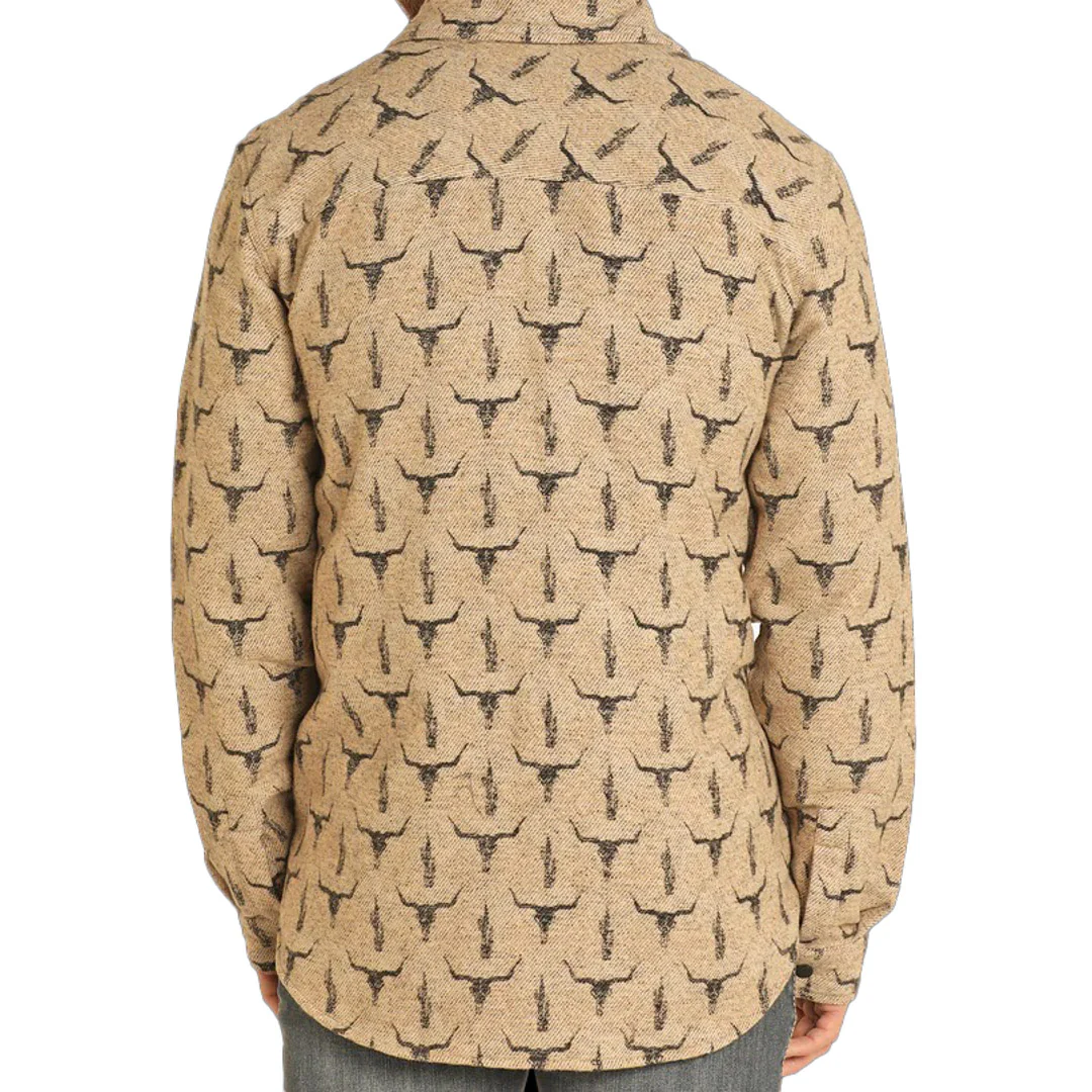 Мужская джинсовая рубашка-куртка Rock & Roll Denim с изображением черепа быка