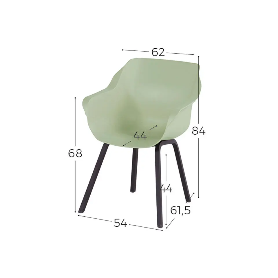 Hartman Sophie Element dining armstoel - French Green - Alu poot