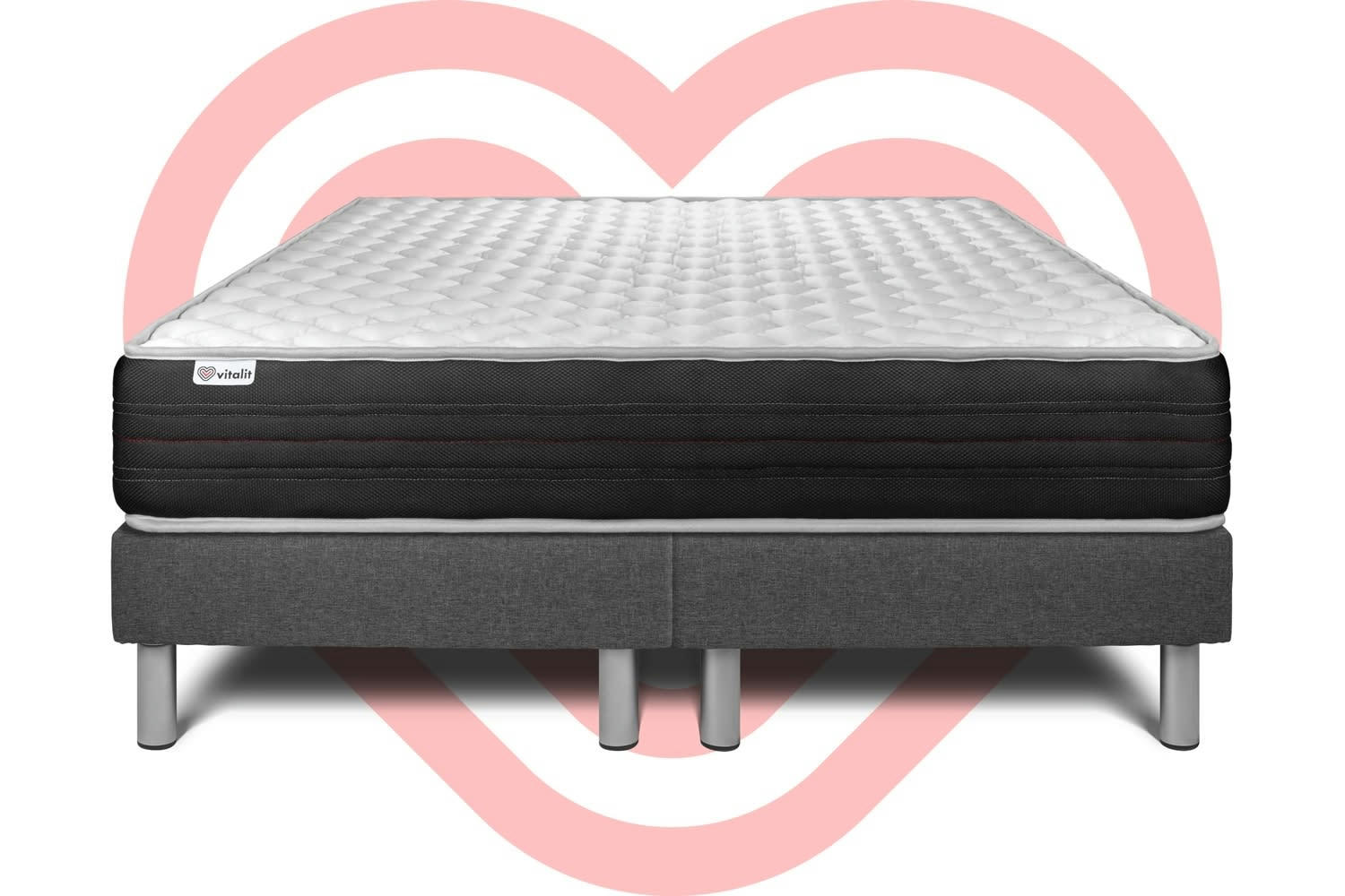 VITALMEMO ONE - Ensemble Mousse  à mémoire de forme 180x200cm Gris