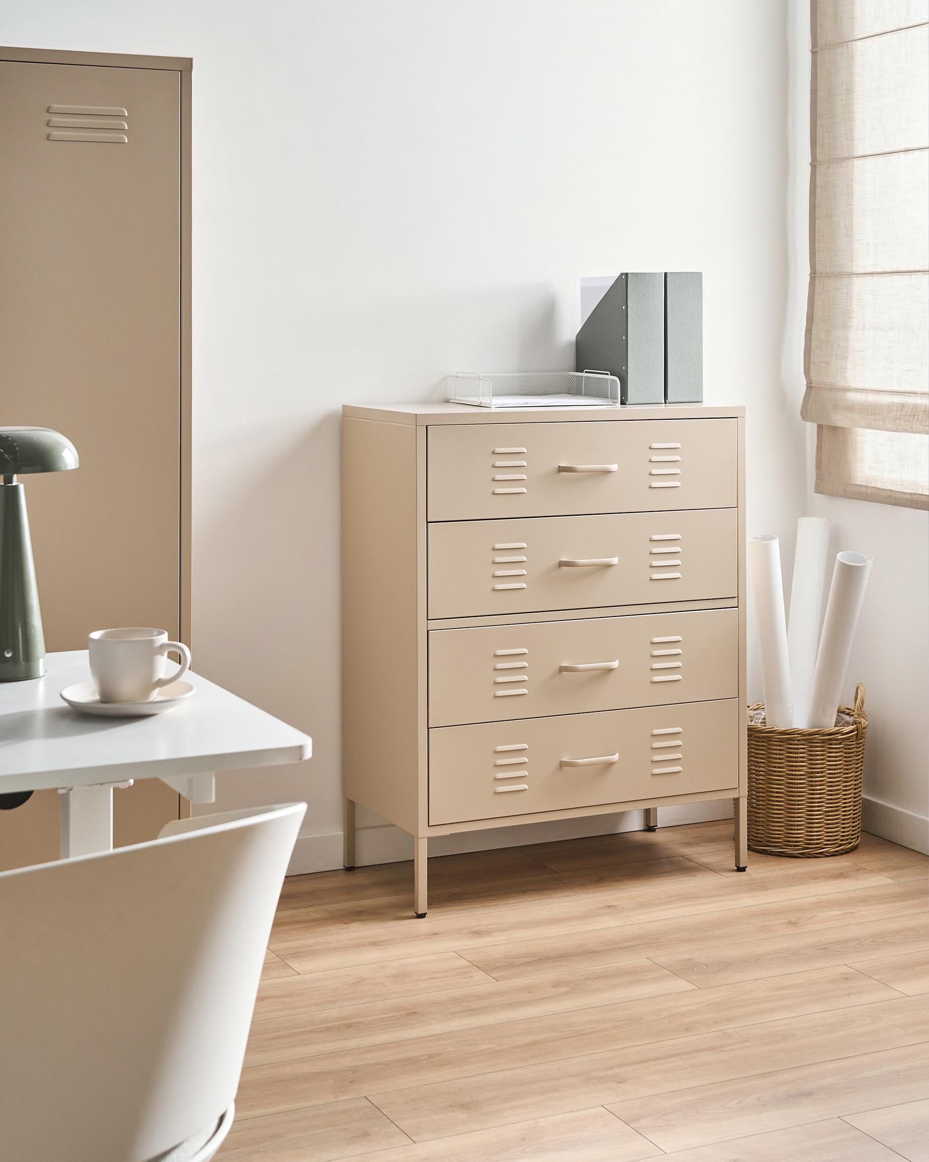 Chest of Drawers ENAGO Metal Beige