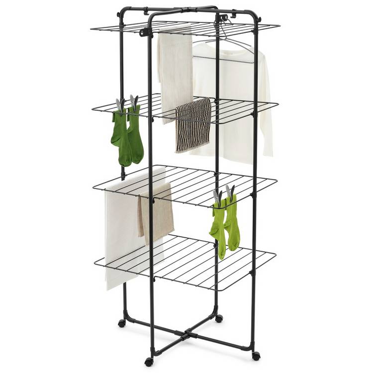 Brabantia 30m 4 Tier Hang On Tower Clothes Airer - Black