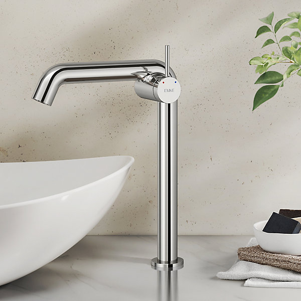 EMKE Robinet de Salle de Bain Chromé, 332 x 220 x 76 mm, Laiton, Cartouche Céramique, Mitigeur pour Lavabo, Installation Facile
