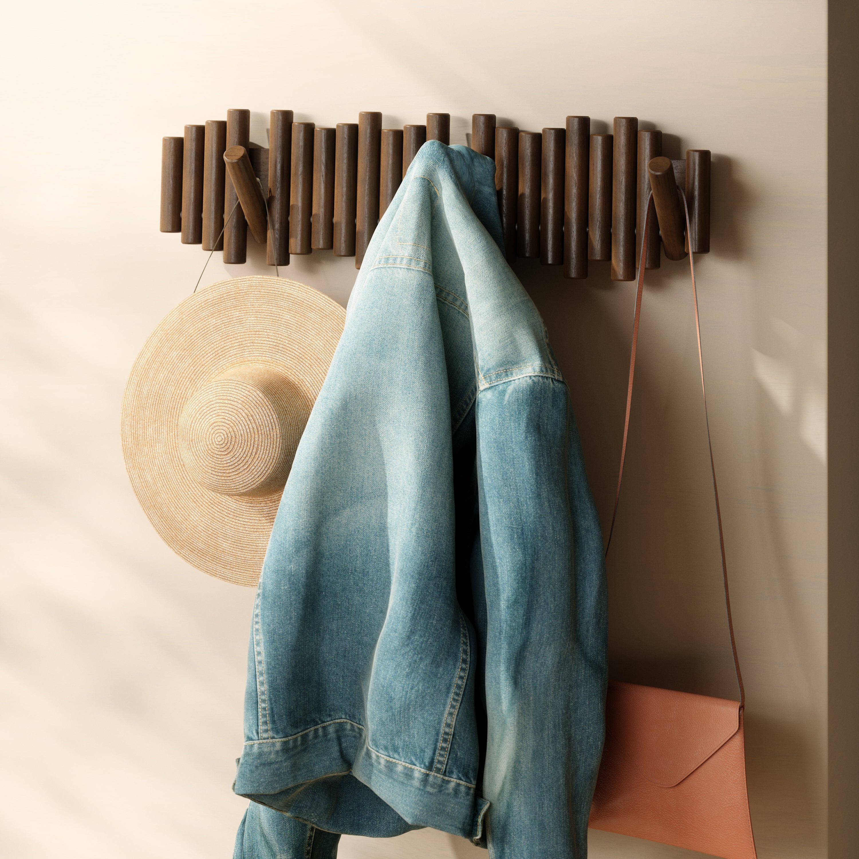 Umbra Picket Rail Hook Wandkapstok B 61 cm - Walnoot