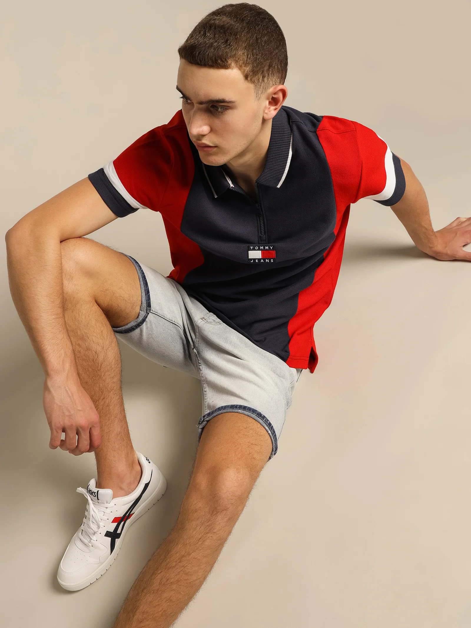 Relaxed Zip Colorblock Polo Shirt