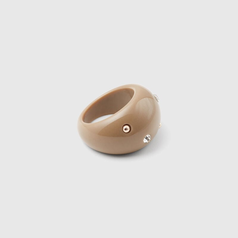 Camel ring with rhinestones and studs
