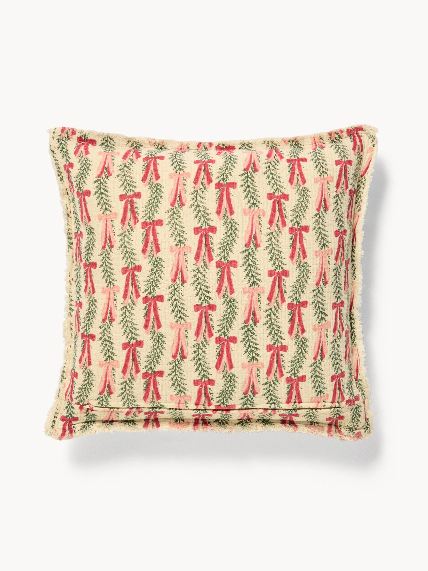 Cuscino 50x50 in garza di cotone con frangette