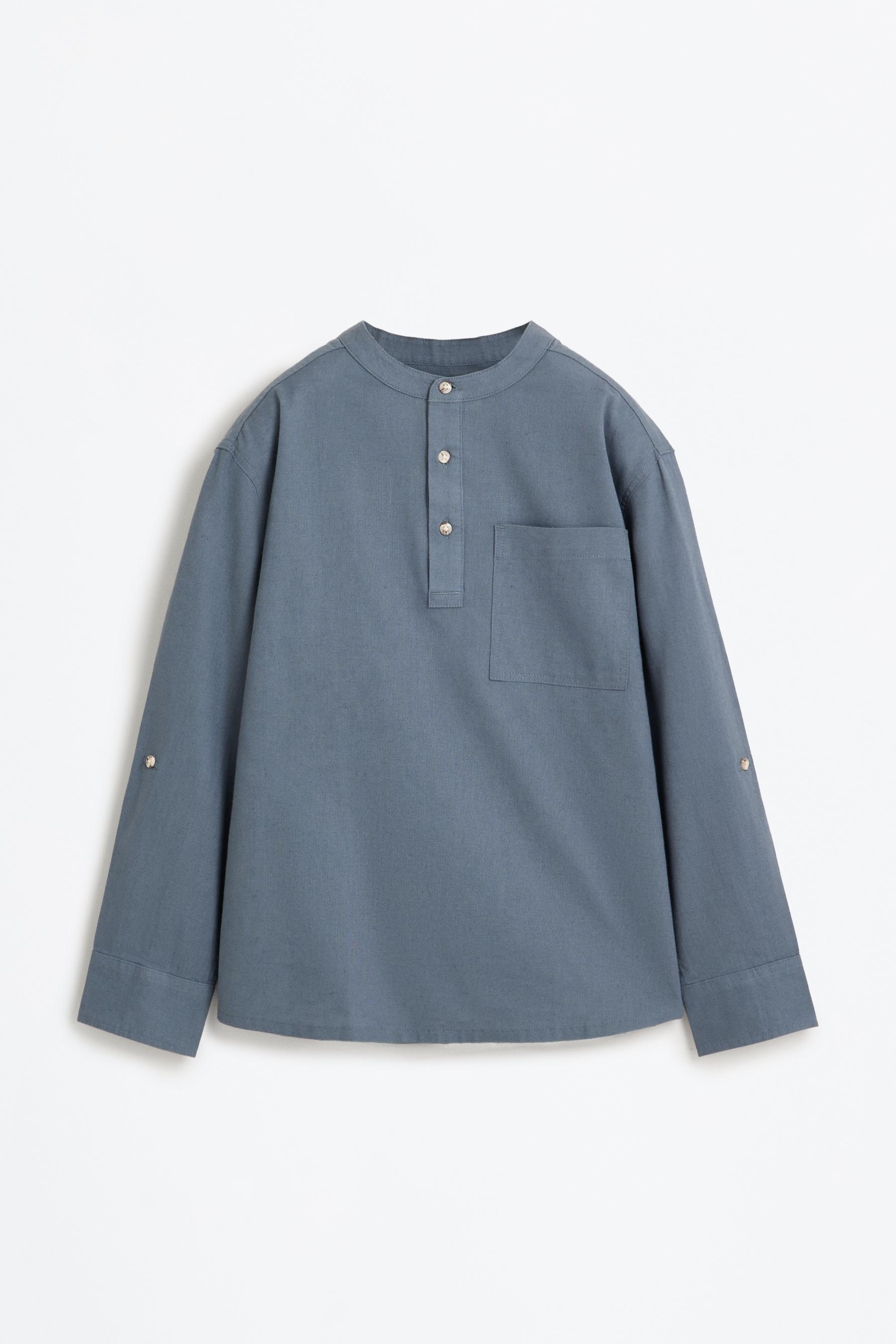 Camisa lino - algodón cuello mao