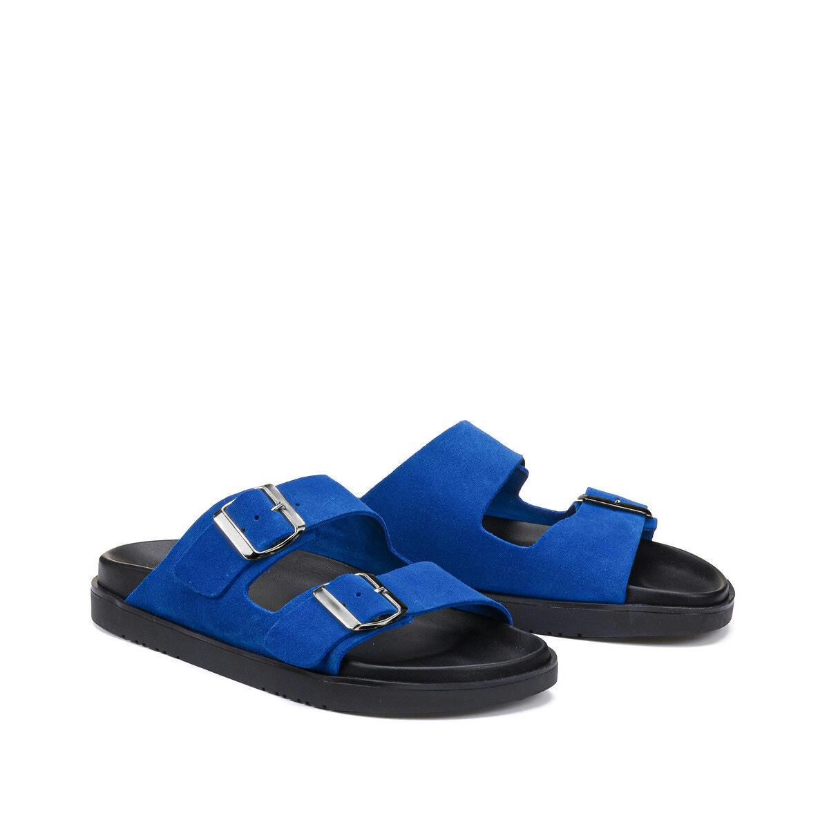 Mules en cuir double boucles