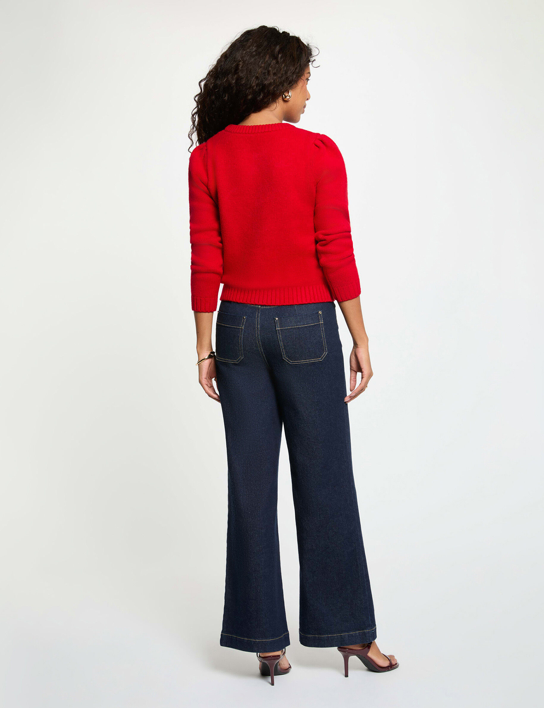 Thick Sweater With Round Neck Red Women