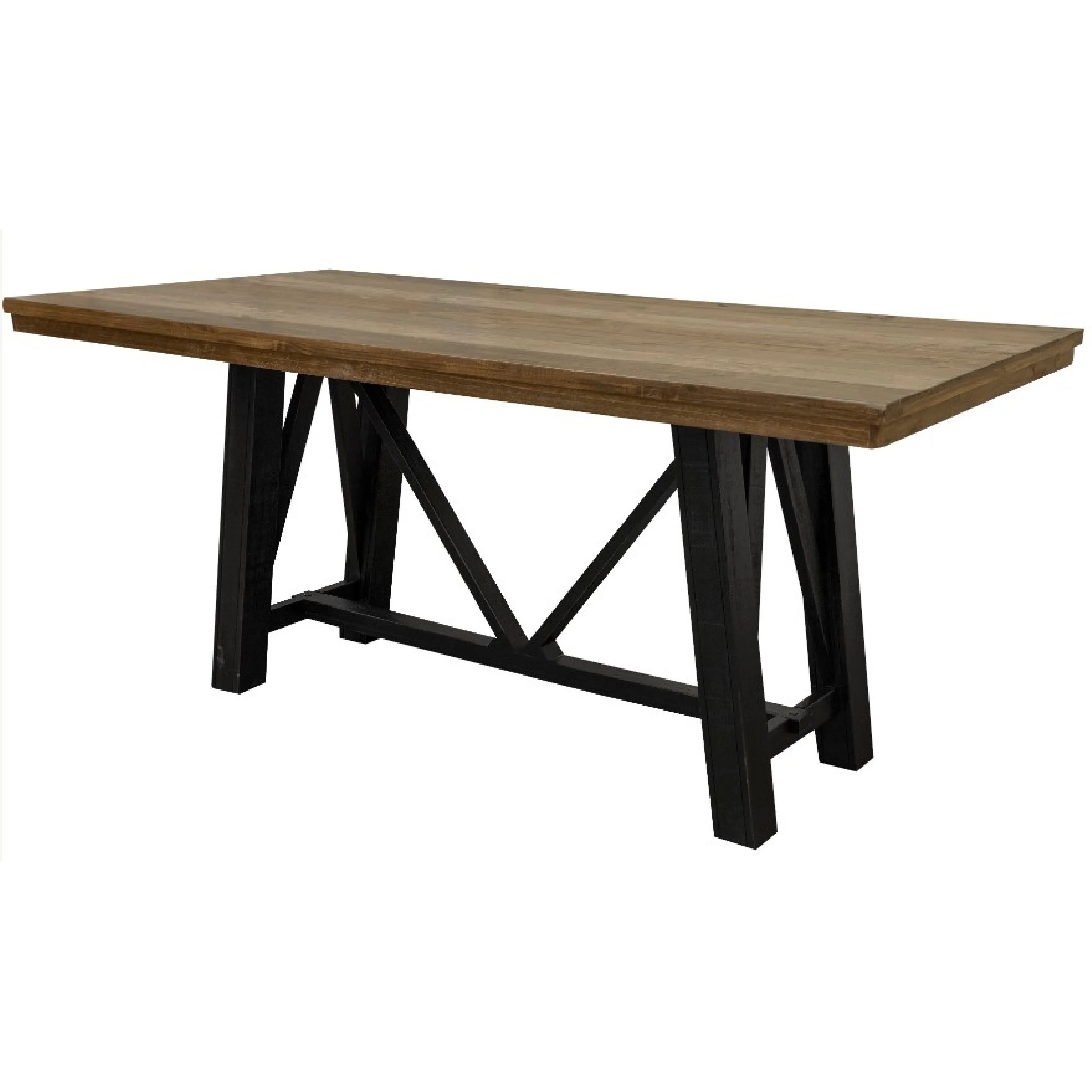Pola Counter Height Table, Dual Tone Gray and Brown Pine Wood, 79 Inch