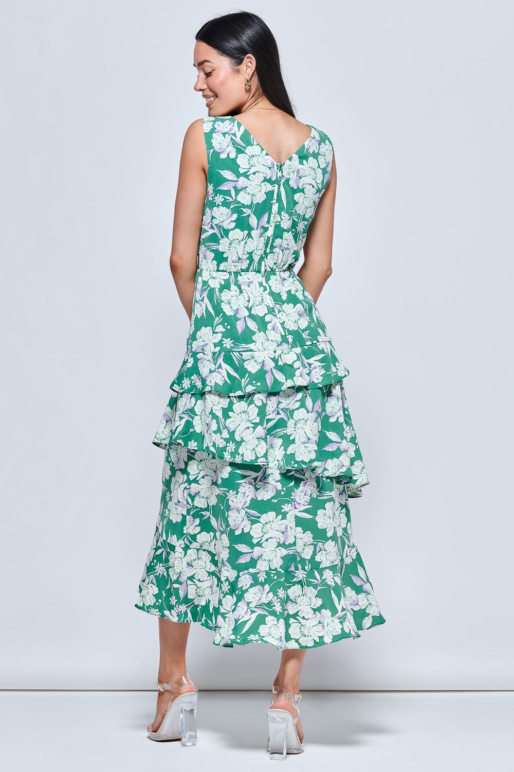 Jolie Moi Della Crepe Frill Hem Maxi Dress