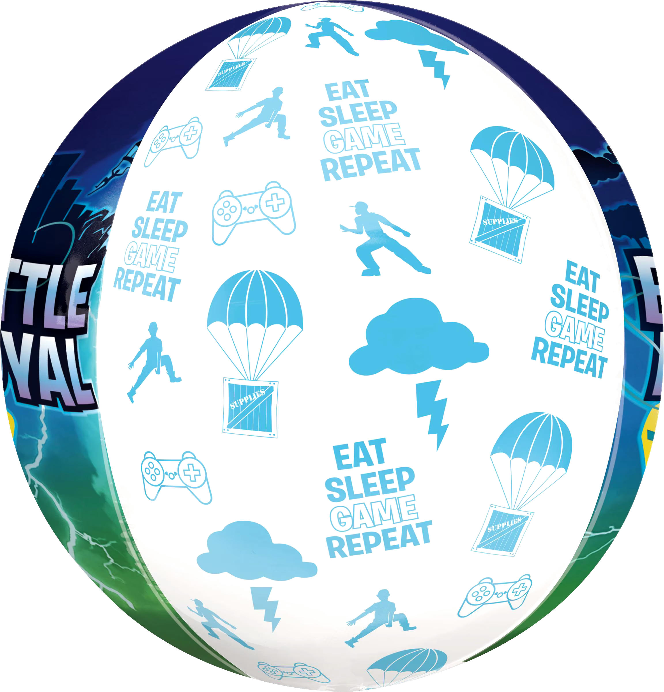 Battle Royal Orbz Satin Foil Balloon, Blue/Green, 16-in, Helium Inflation & Ribbon Included for Birthday Party