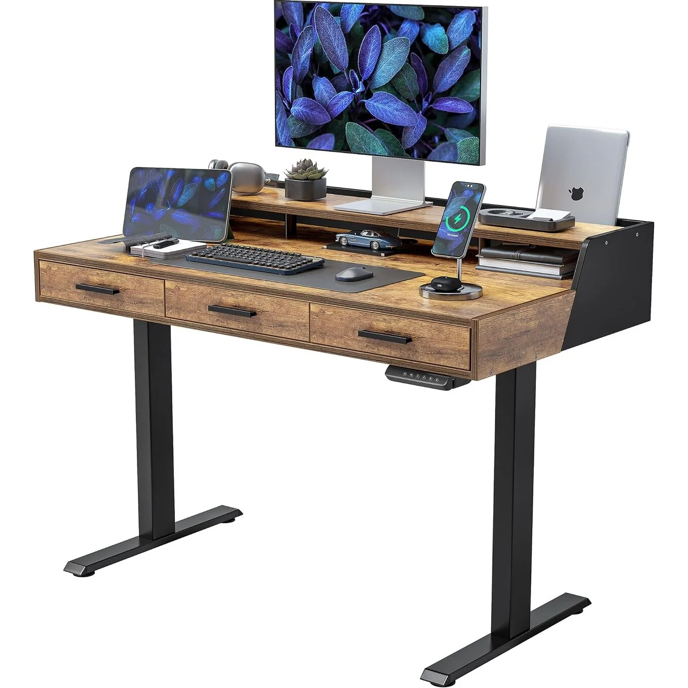 FEZIBO/Home Office Furniture/Wood/Standing Desk With 3 Drawers/Desks