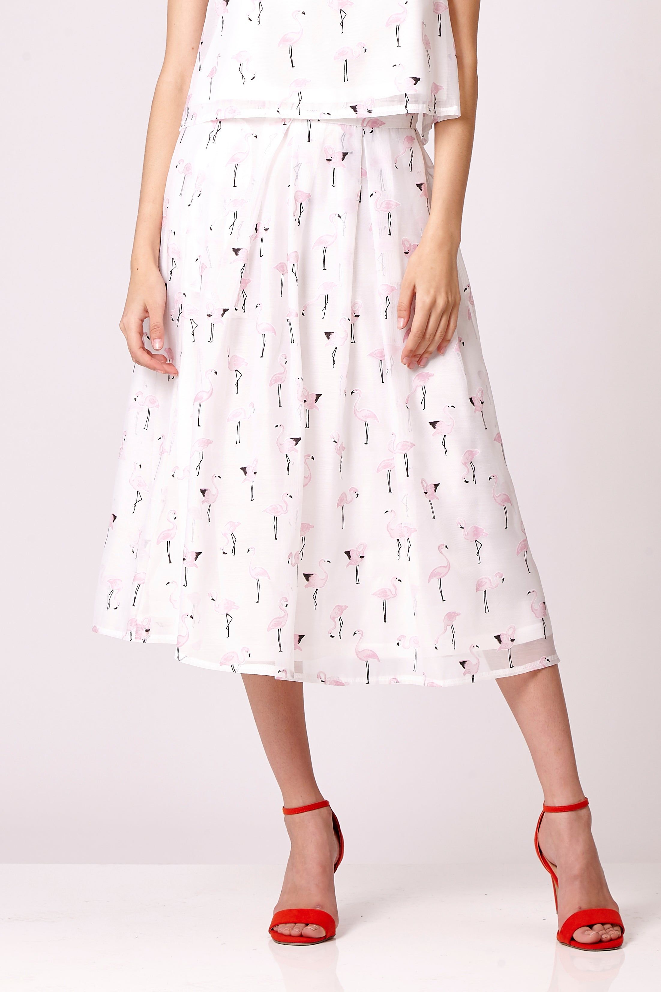Cutie London Cutie Flamingo Print Skirt