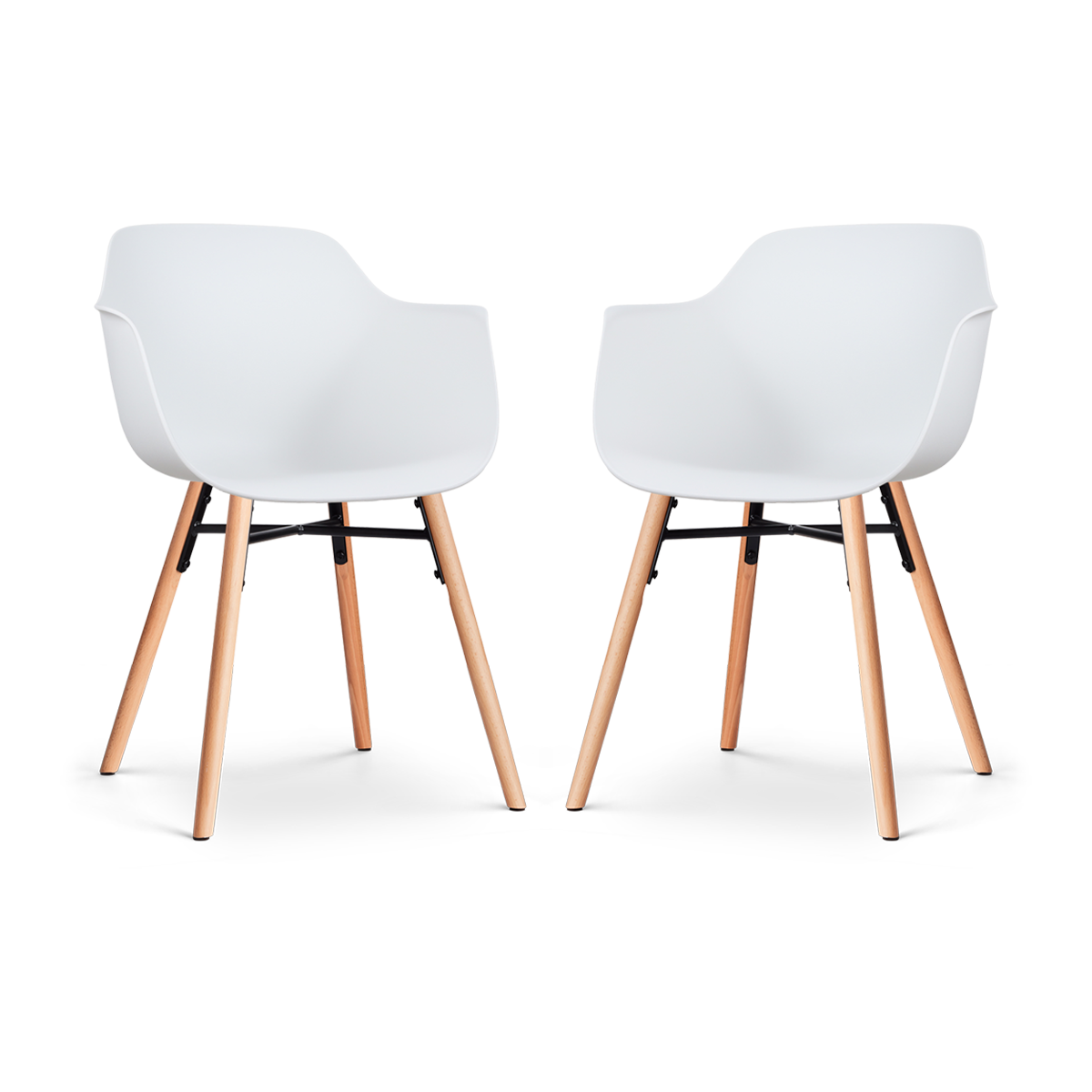 Nolon Nena-Puk Eetkamerstoelen Set van 2 - Wit - Houten Poten