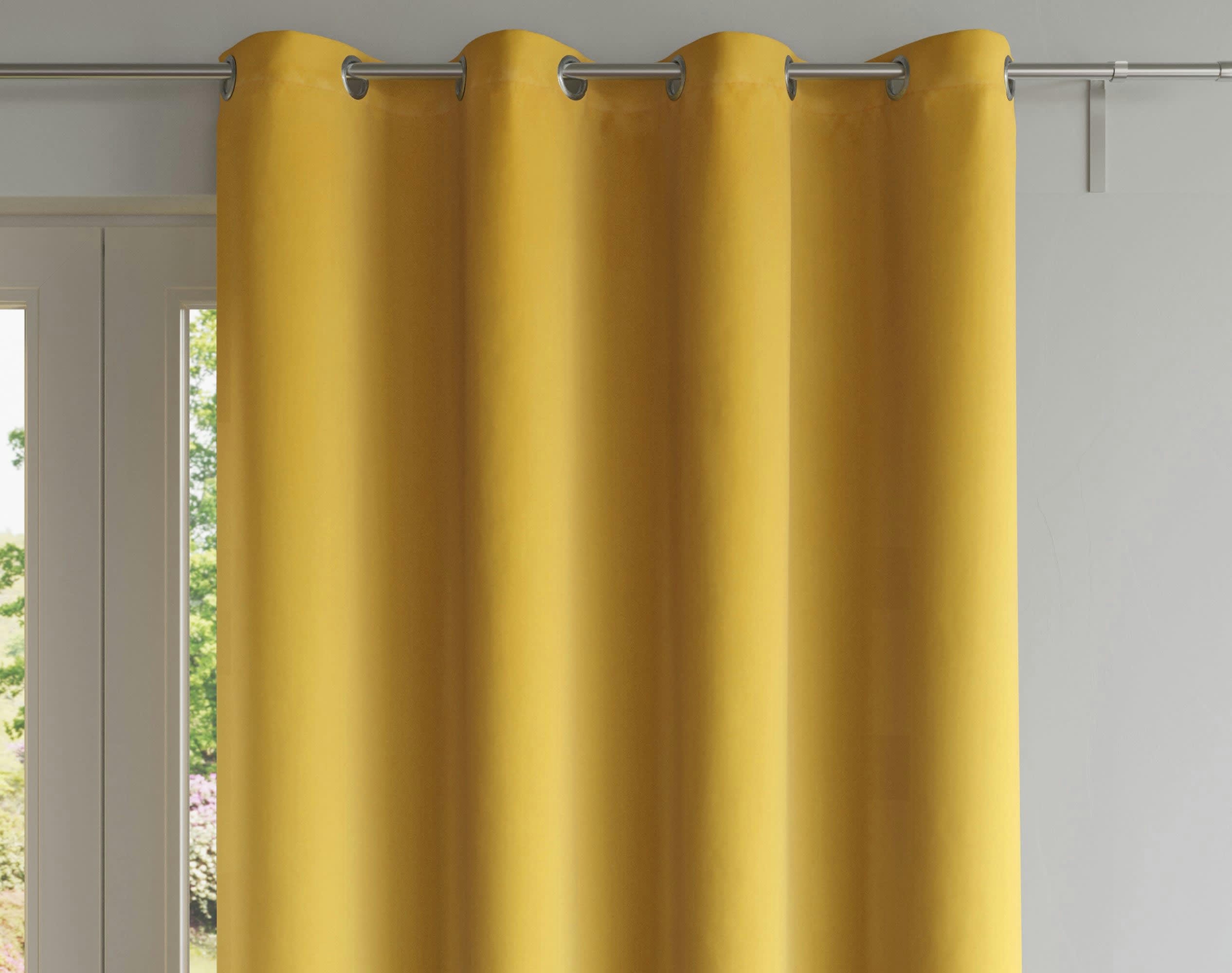 DREAMZ - Paire de rideaux 135x180 en coton jaune curry