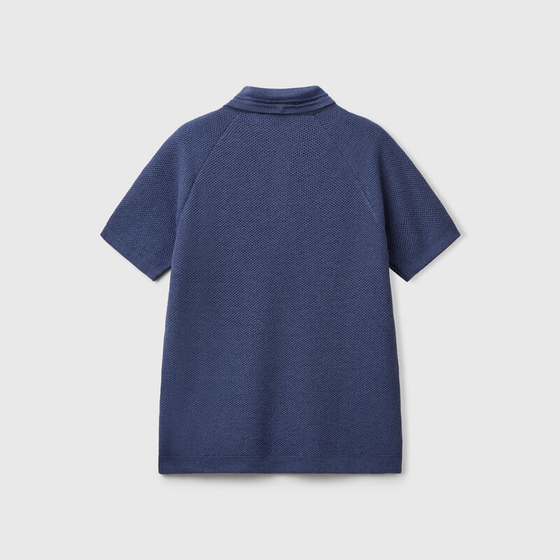 Short sleeve polo in linen blend