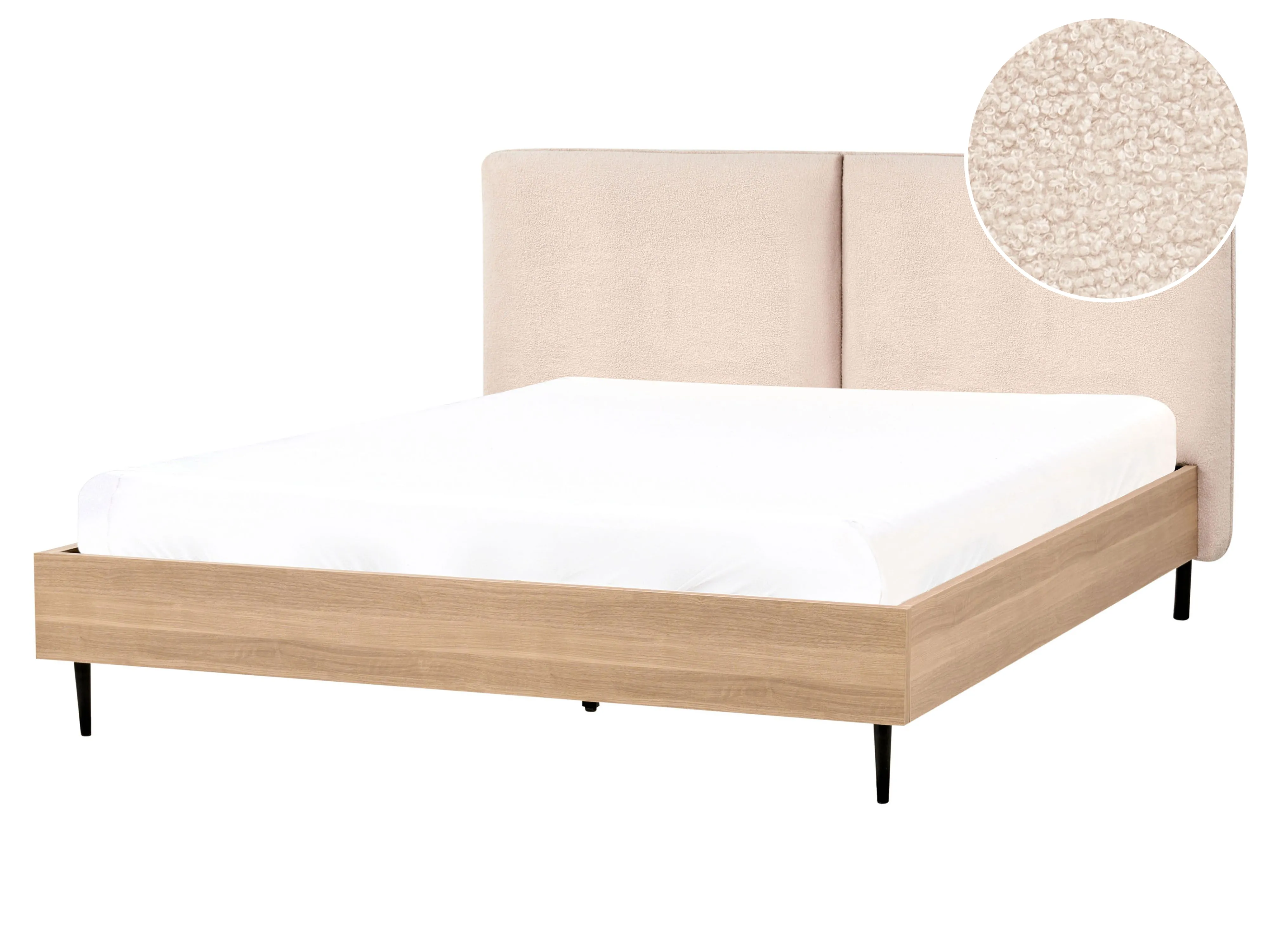 Bed Boucle LIMANTON 140 x 200 cm (EU Double) Beige