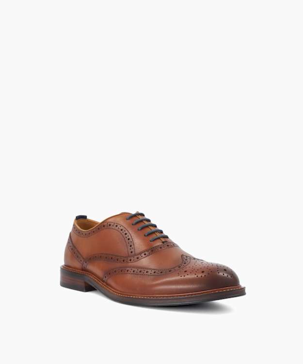 Senser Tan - Lace-Up Brogue Shoes