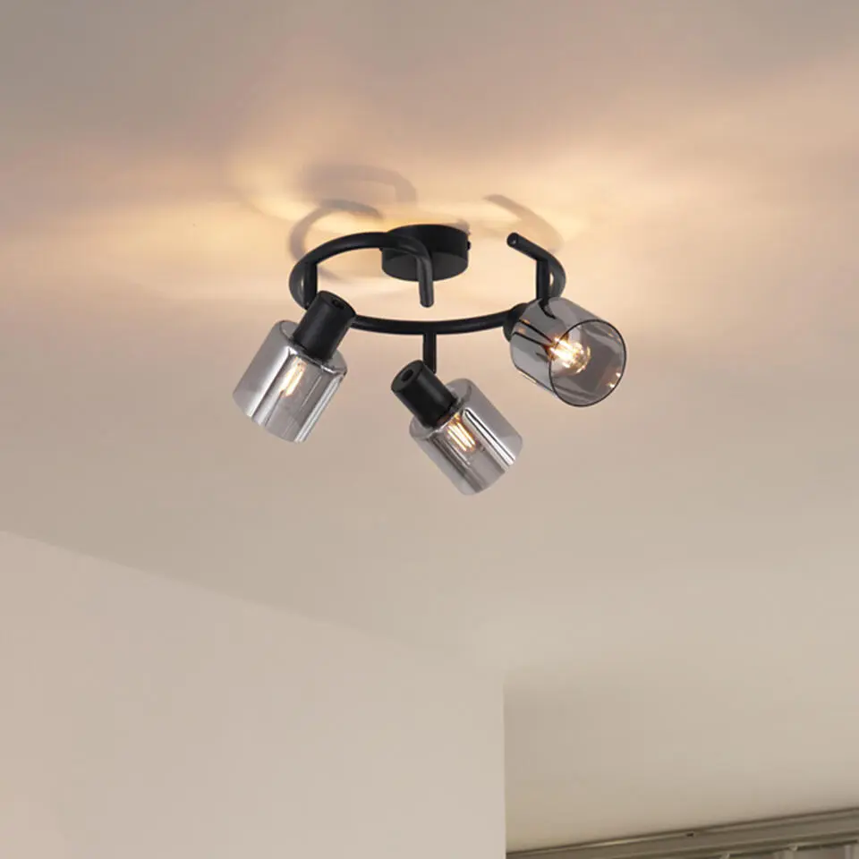 Qazqa spot cilin zwart e14