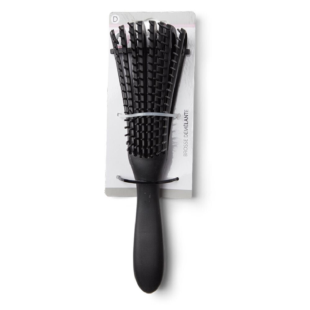 Brosse à cheveux démêlante plate à picots PVC noir