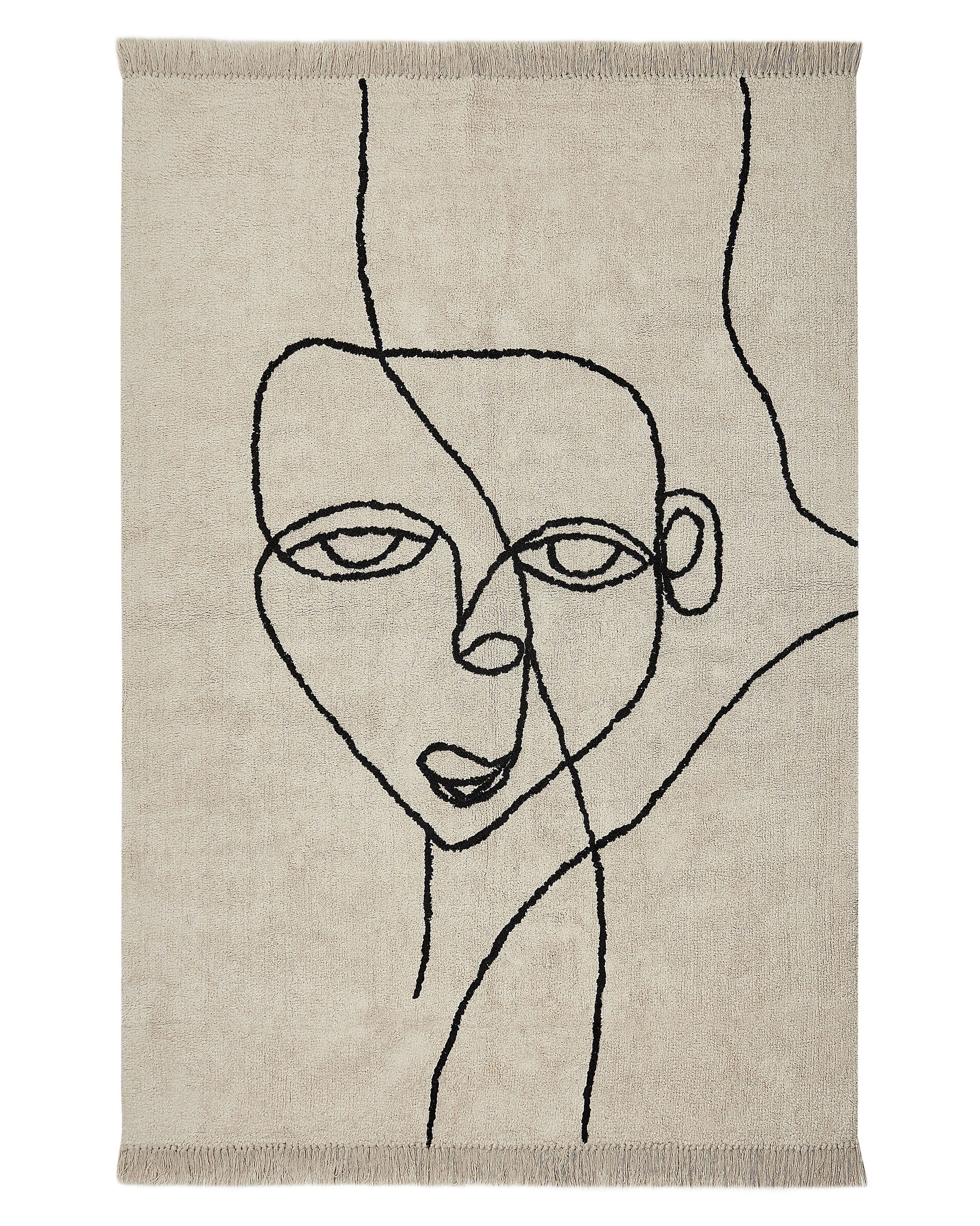 Dywan bawełniany 140x200 cm beżowo-czarny