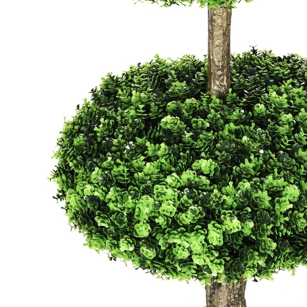 HOMCOM Set of 2 Artificial Plants Boxwood Topiary Trees in Pots - Green