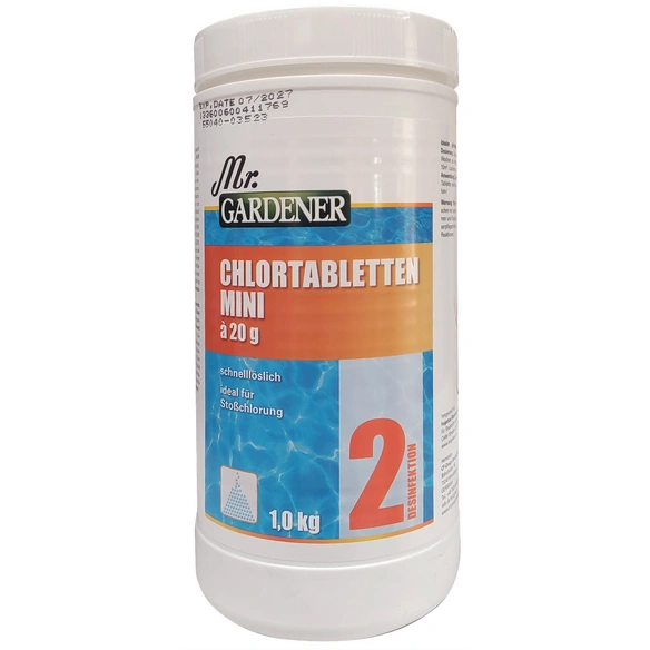 Chlortablette, Minigröße 20g/Stk., 1 kg, geeignet für Schwimmbäder