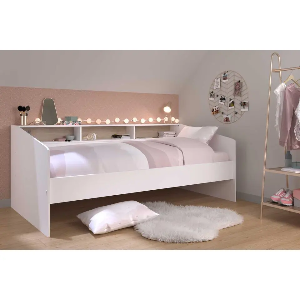 Kinderbed Sleep 90x200cm met opbergruimte - wit/eikdecor