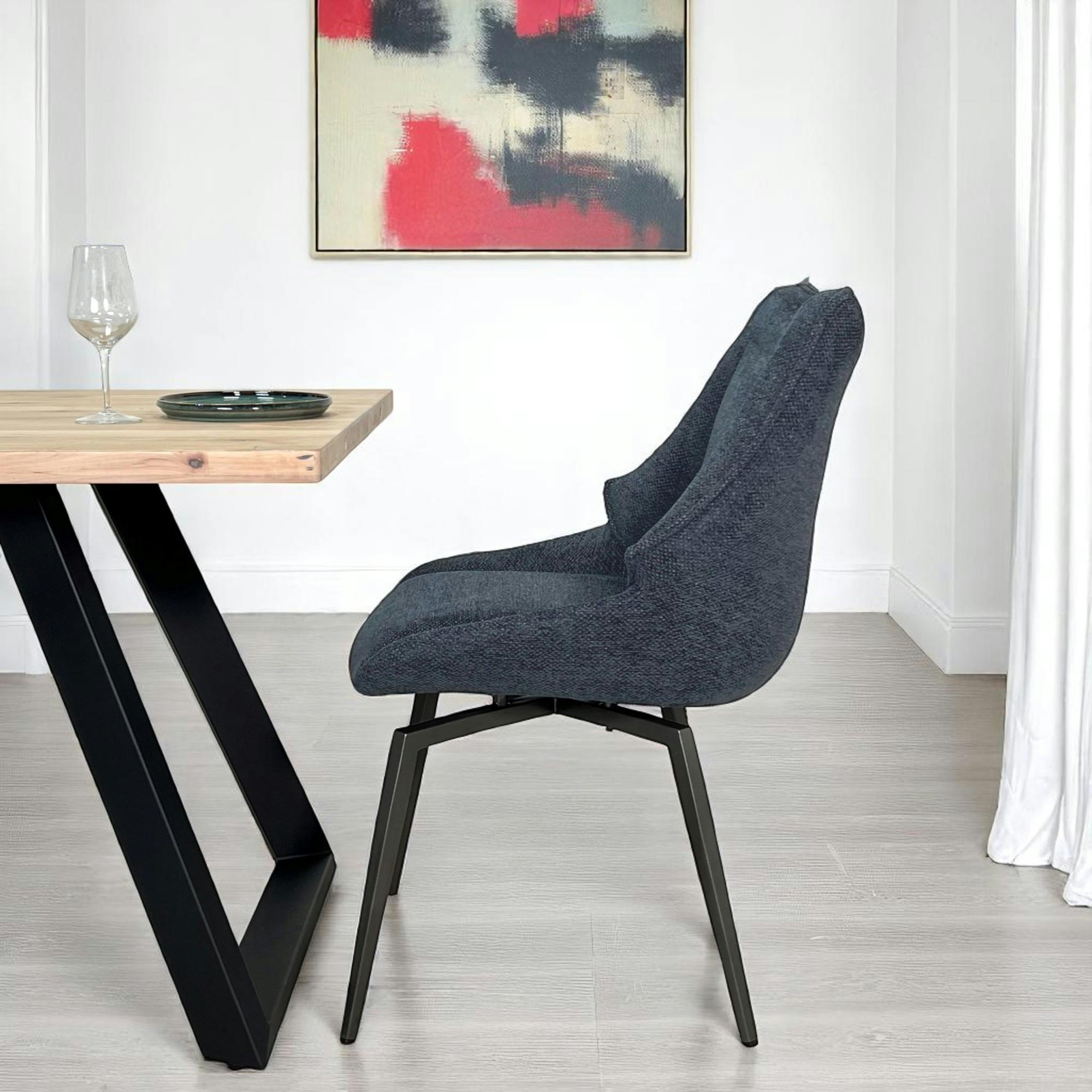 Chaise design tissu microfibre bleu (lot de 2) IENA