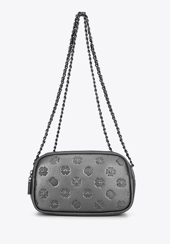Damska crossbody ze skóry na łańcuszku srebrna