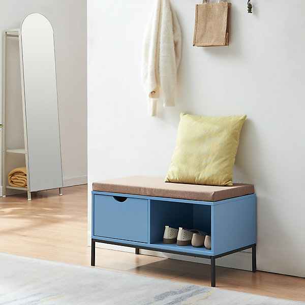 Banc à chaussures Colwyn 80 x 40 x 45 cm bleu en.casa