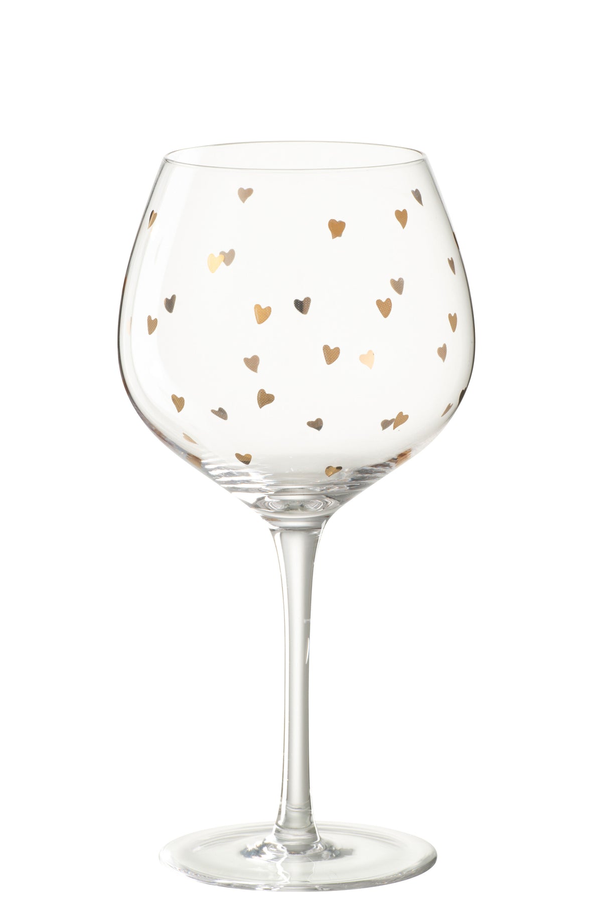 J-Line wijnglas Hart - glas - transparant/goud