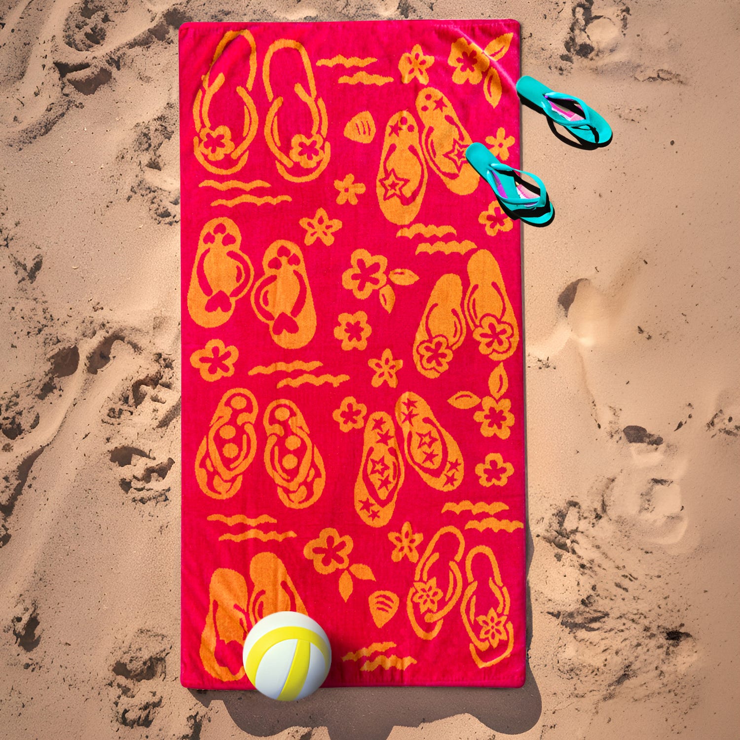 Telo mare 90x165 cm infradito rosso